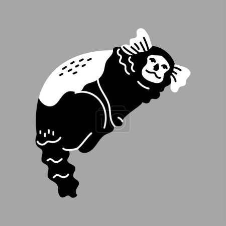 Téléchargez les illustrations : Pygmée dessinée à la main concept de couleur de singe marmoset. Caractère des enfants. - en licence libre de droit