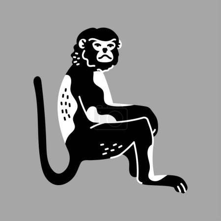Téléchargez les illustrations : Tunique dessinée à la main rhinocéros concept de couleur de singe. Caractère des enfants. - en licence libre de droit