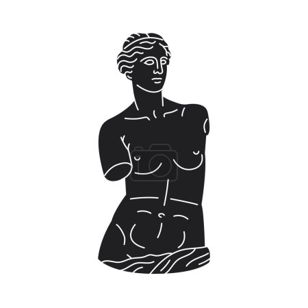 Vénus de Milos statue concept noir. Déesse Aphrodite.