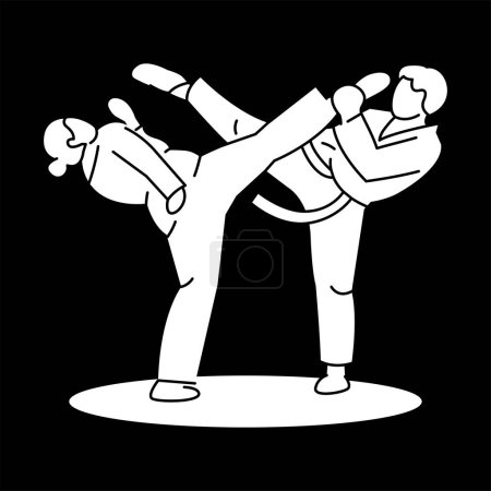 Ilustración de Taekwondo jugadores concepto de color. - Imagen libre de derechos