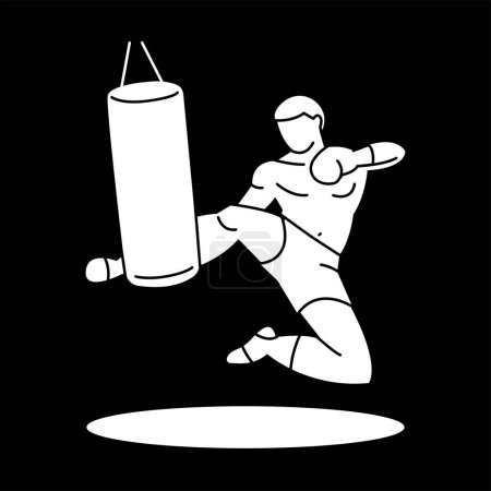 Téléchargez les illustrations : Thaï concept joueur de boxe couleur. - en licence libre de droit