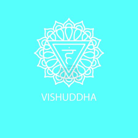 Ilustración de Vishuddha, icono de color chakra garganta. - Imagen libre de derechos