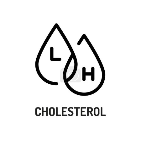 Illustration for Cholesterol line black icon. Nutrition facts. - Royalty Free Image