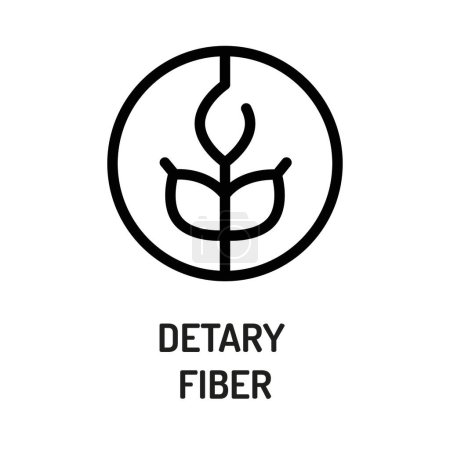 Ilustración de Detalle línea de fibra icono negro. Datos nutricionales. Agricultura, trigo - Imagen libre de derechos