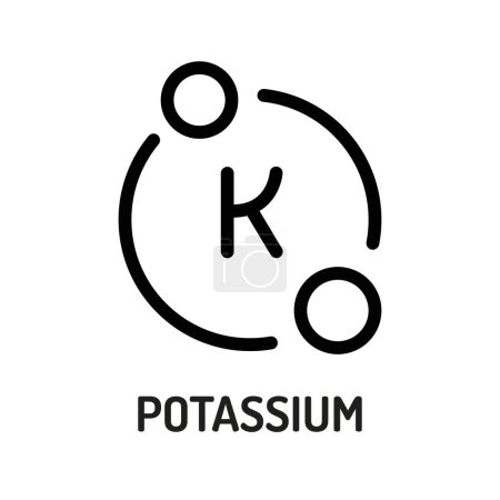 Illustration for Potassium line black icon. Nutrition facts. - Royalty Free Image