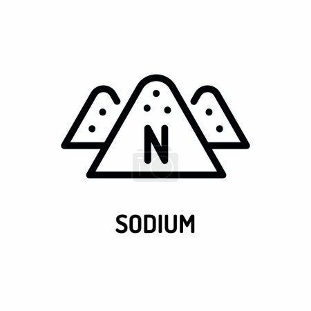 Illustration for Sodium line black icon. Nutrition facts. - Royalty Free Image