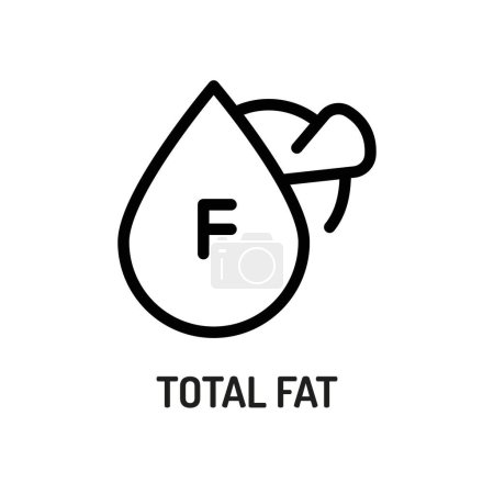 Illustration for Total fat line black icon. Nutrition facts. - Royalty Free Image