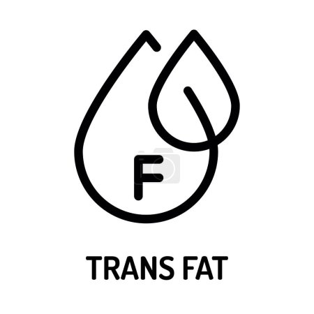 Ilustración de Trans línea de grasa icono negro. Datos nutricionales. - Imagen libre de derechos