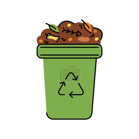 Illustration for Compost barrel color line icon. Composting. Vector isolated element. - Royalty Free Image