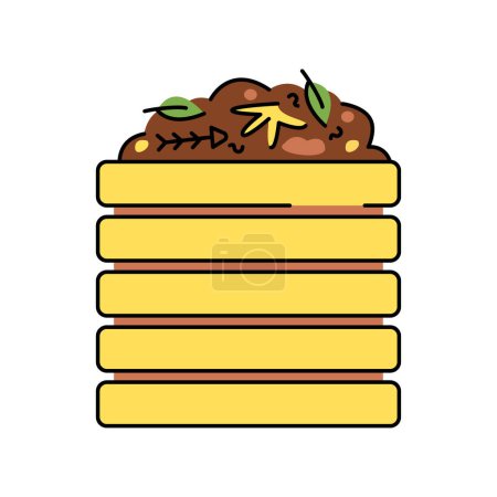 Illustration for Compost box color line icon. Composting. Vector isolated element. - Royalty Free Image