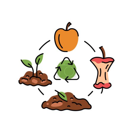 Illustration for Compost cycle color line icon. Composting. Vector isolated element. - Royalty Free Image