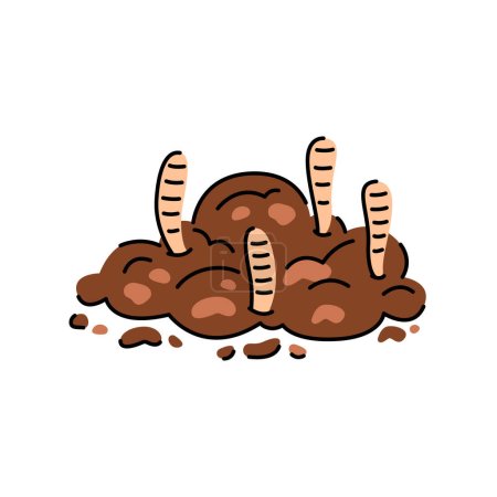 Illustration for Worms In Compost color line icon. Composting. Vector isolated element. - Royalty Free Image
