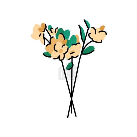 Illustration for Beautiful bouquet with flowers vector flat element. - Royalty Free Image
