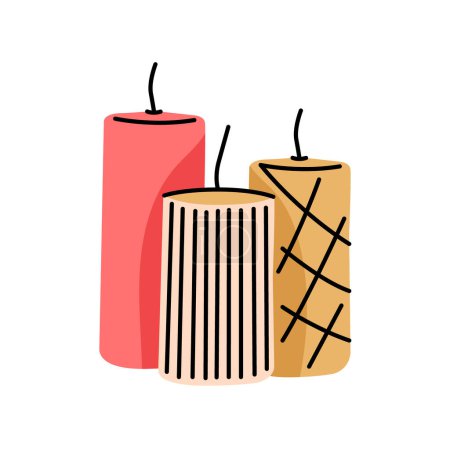 Illustration for Decorative wax candles for relax and spa flat element. - Royalty Free Image