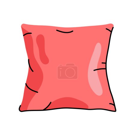Illustration for Textile cozy pillow flat element. Interior decor. Vector isolated sign. - Royalty Free Image