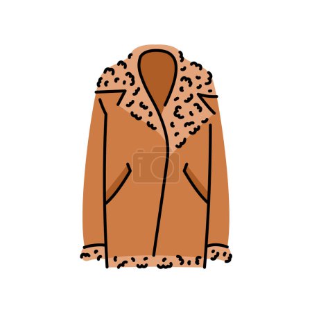 Illustration for Sheepskin coat flat element. Winter clothes. Vector isolated sign. - Royalty Free Image