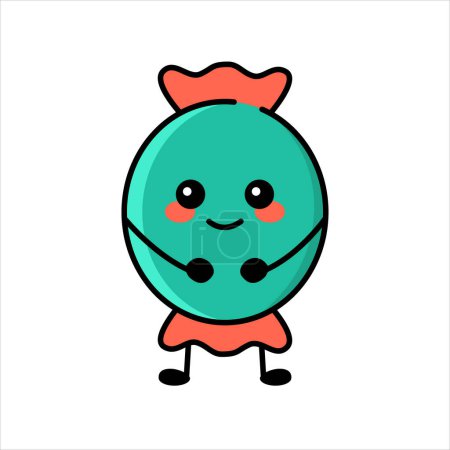 Ilustración de Navidad caramelo emoticono elemento de color. Personaje feliz de dibujos animados. - Imagen libre de derechos
