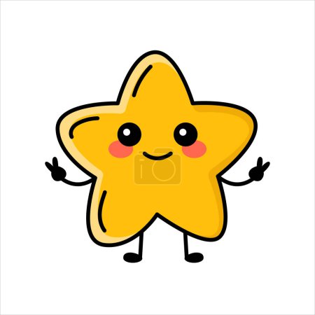 Téléchargez les illustrations : Éléments de couleur Star emoticon. Dessin animé personnage heureux. - en licence libre de droit