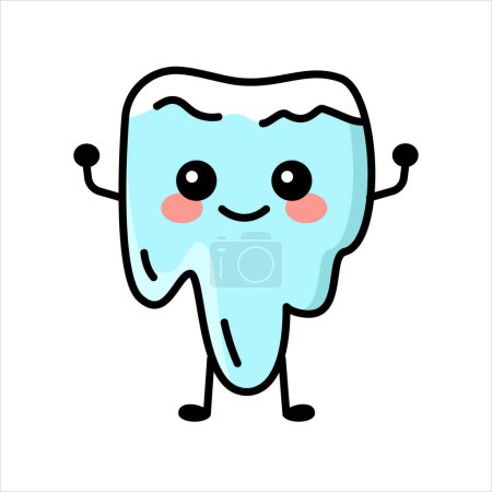 Illustration for Icicle emoticon color element. Cartoon happy character. Mascot of emotions. Happy new year. - Royalty Free Image