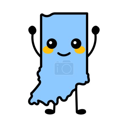 Illustration for Indiana a US state color element. Smiling cartoon character. - Royalty Free Image