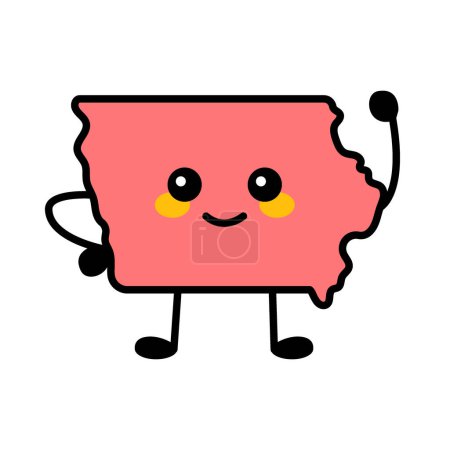 Illustration for Iowa a US state color element. Smiling cartoon character. - Royalty Free Image