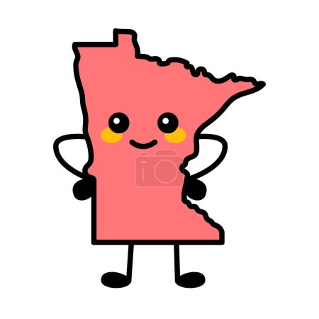 Téléchargez les illustrations : Minnesota un élément de couleur de l'État américain. personnage de dessin animé souriant. - en licence libre de droit
