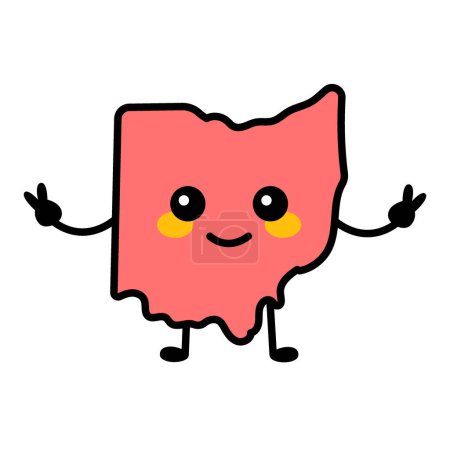 Ilustración de Ohio un elemento de color del estado de Estados Unidos. Personaje de dibujos animados sonriente. - Imagen libre de derechos