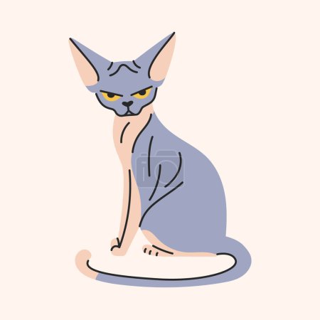Ilustración de Esfinge sentada gato elemento de color. Dibujos animados lindo animal. - Imagen libre de derechos
