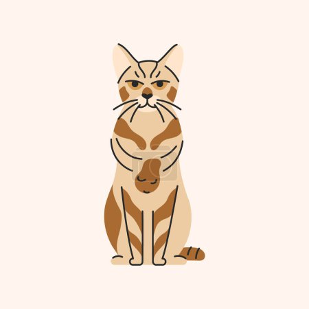 Téléchargez les illustrations : Bengale chat assis chat assis chat assis élément de couleur. Dessin animé animal mignon. - en licence libre de droit