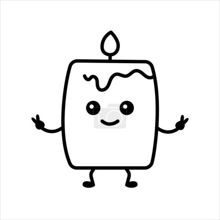 Illustration for Christmas candle emoticon color element. Cartoon happy character. - Royalty Free Image