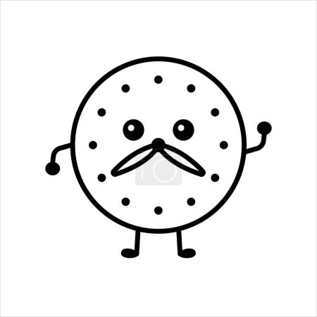 Illustration for Clock emoticon color element. Cartoon happy character. - Royalty Free Image