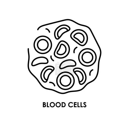 Illustration for Blood cells color line icon. Microorganisms microbes, bacteria. - Royalty Free Image