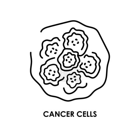 Illustration for Cancer cell color line icon. Microorganisms microbes, bacteria. - Royalty Free Image