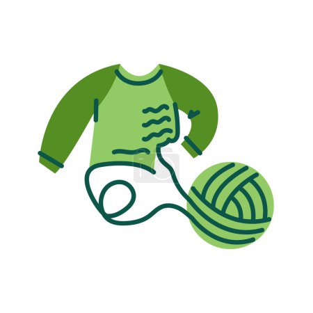 Ilustración de Upcycling old sweater color flat icon. Zero waste lifestyle. - Imagen libre de derechos