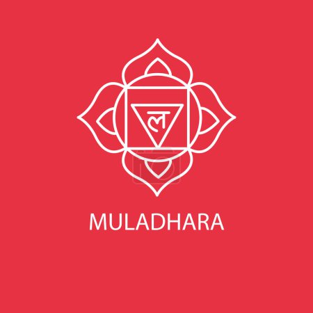 Téléchargez les illustrations : Muladhara, icône couleur chakra racine. - en licence libre de droit