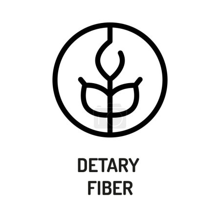 Illustration for Detary fiber line black icon. Nutrition facts. Agriculture, wheat - Royalty Free Image