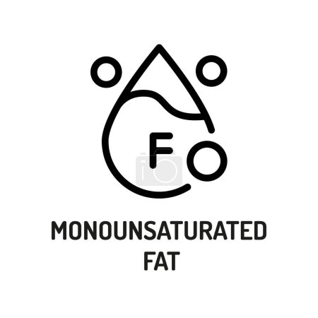 Illustration for Monounsaturated fat line black icon. Nutrition facts. - Royalty Free Image
