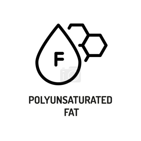Illustration for Polyunsaturated fat line black icon. Nutrition facts. - Royalty Free Image