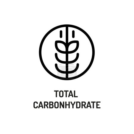 Illustration for Total carbohydrates line black icon. Nutrition facts. - Royalty Free Image