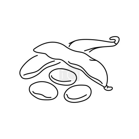 Téléchargez les illustrations : Élément de couleur de soja brut dessiné à la main. Caricature aliments non transformés. - en licence libre de droit