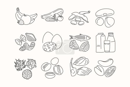 Illustration for Hand drawn cartoon unprocessed food color element. - Royalty Free Image