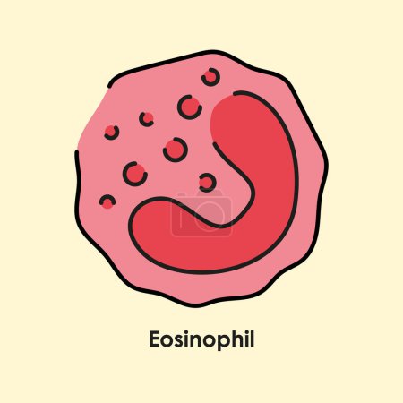 Illustration for Eosinophil color icon. White blood cells in the blood vessels. - Royalty Free Image
