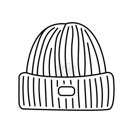 Illustration for Knitted cap flat element. Winter clothes. Vector isolated sign. - Royalty Free Image