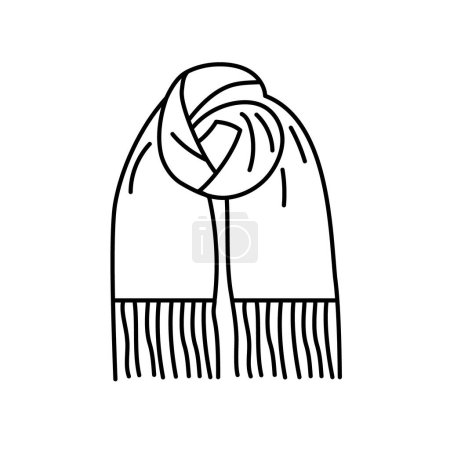 Illustration for Knitted scarf flat element. Winter clothes. Vector isolated sign. - Royalty Free Image