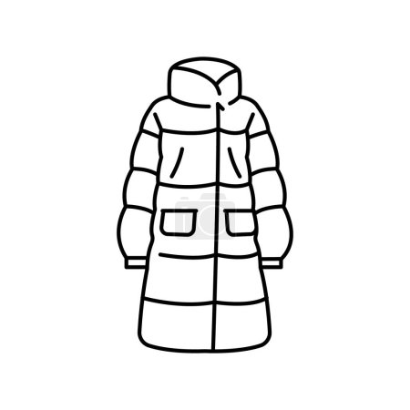 Téléchargez les illustrations : Veste d'hiver élément plat. Des vêtements d'hiver. Signe isolé vectoriel. - en licence libre de droit