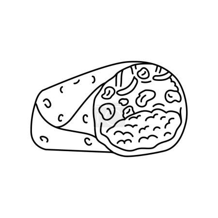 Ilustración de Elemento de color burrito. Comida callejera de dibujos animados. - Imagen libre de derechos