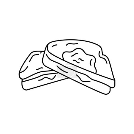 Téléchargez les illustrations : Fromage sandwich élément de couleur. Dessin animé street food. - en licence libre de droit