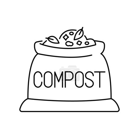 Illustration for Bag of compost color line icon. Composting. Vector isolated element. - Royalty Free Image