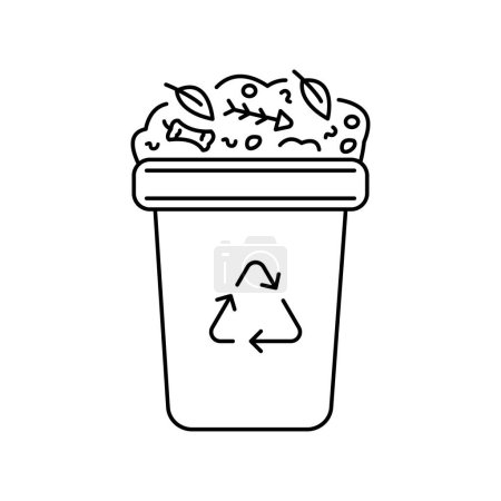 Ilustración de Compost barril línea de color icono. Compostaje. Elemento aislado del vector. - Imagen libre de derechos