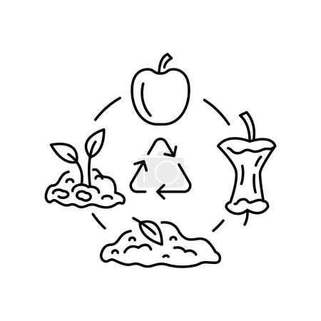 Illustration for Compost cycle color line icon. Composting. Vector isolated element. - Royalty Free Image